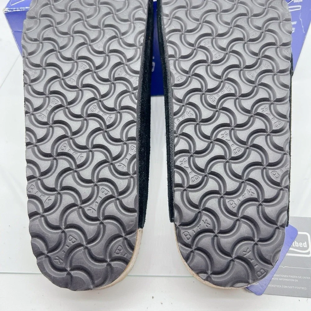 Birkenstock Arizona Soft Footbed Sandal Black Suede EU 45 Mens US 12- 12.5 Wide